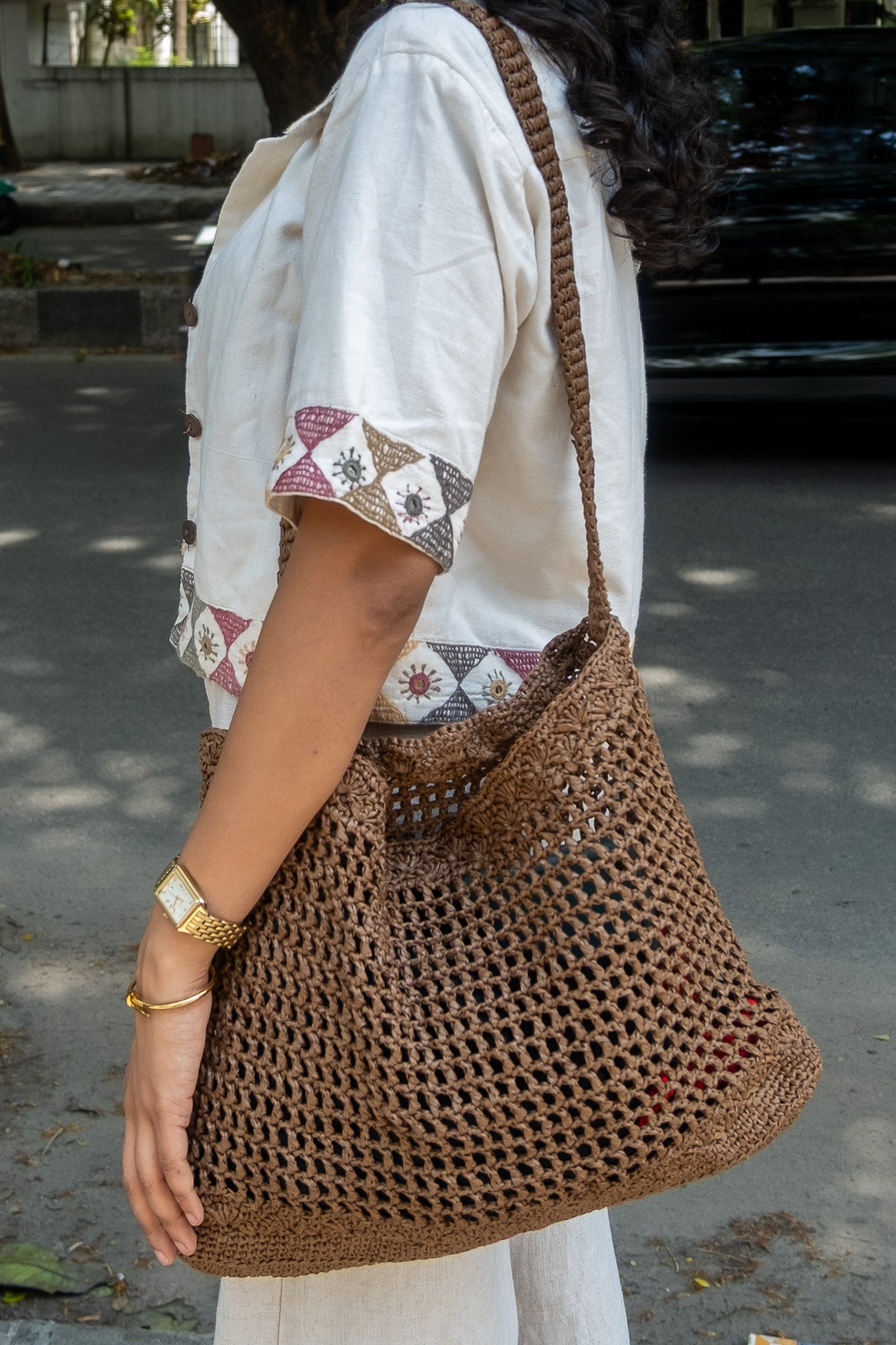 RAFFIA SHELL BAG