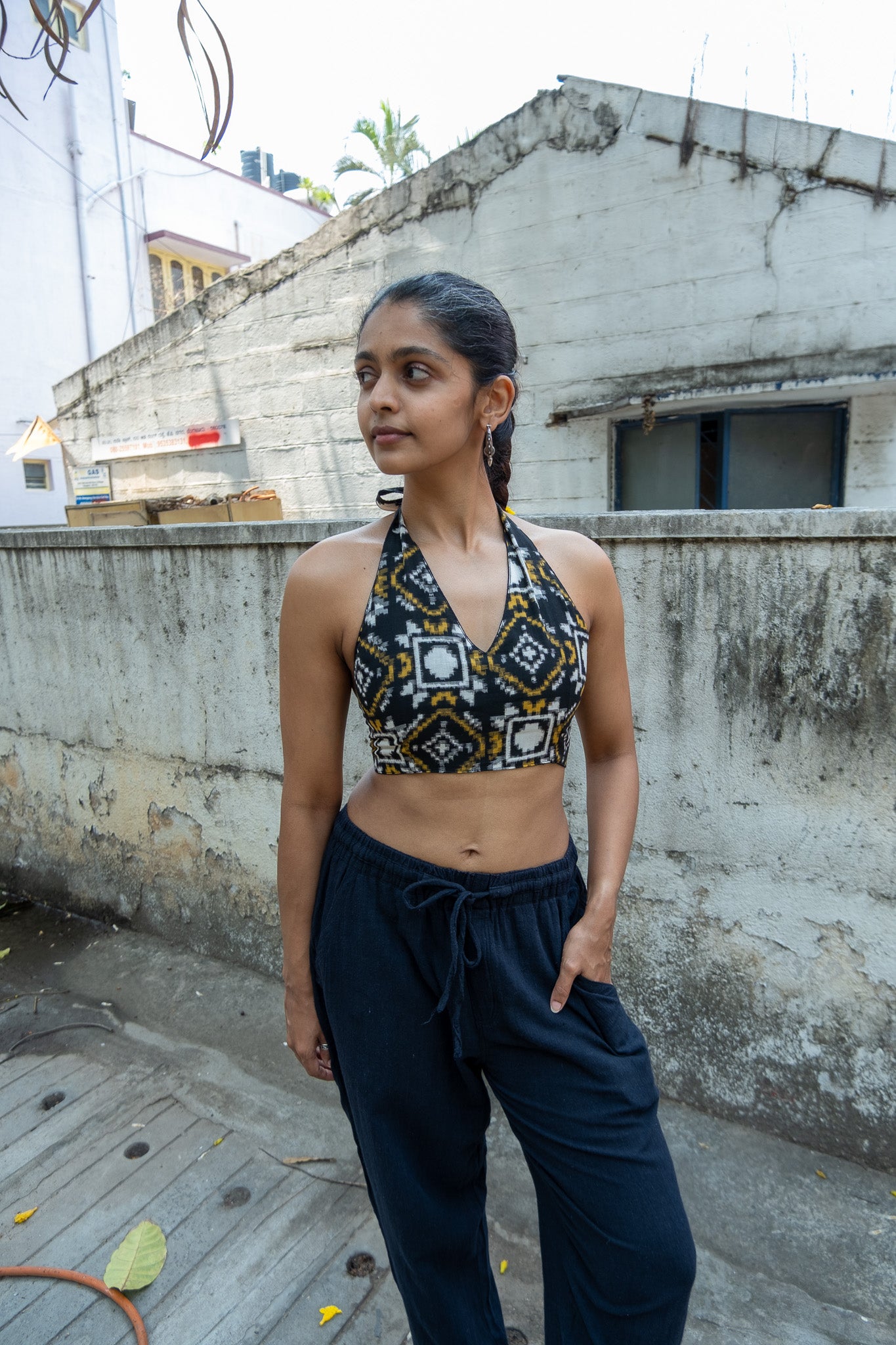RANGOLI REVERSIBLE HALTER TIE-UP TOP