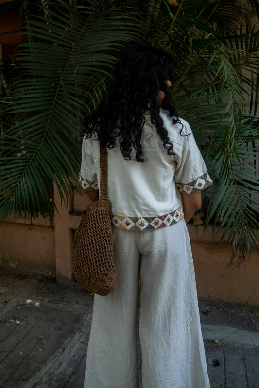 RAFFIA SHELL BAG
